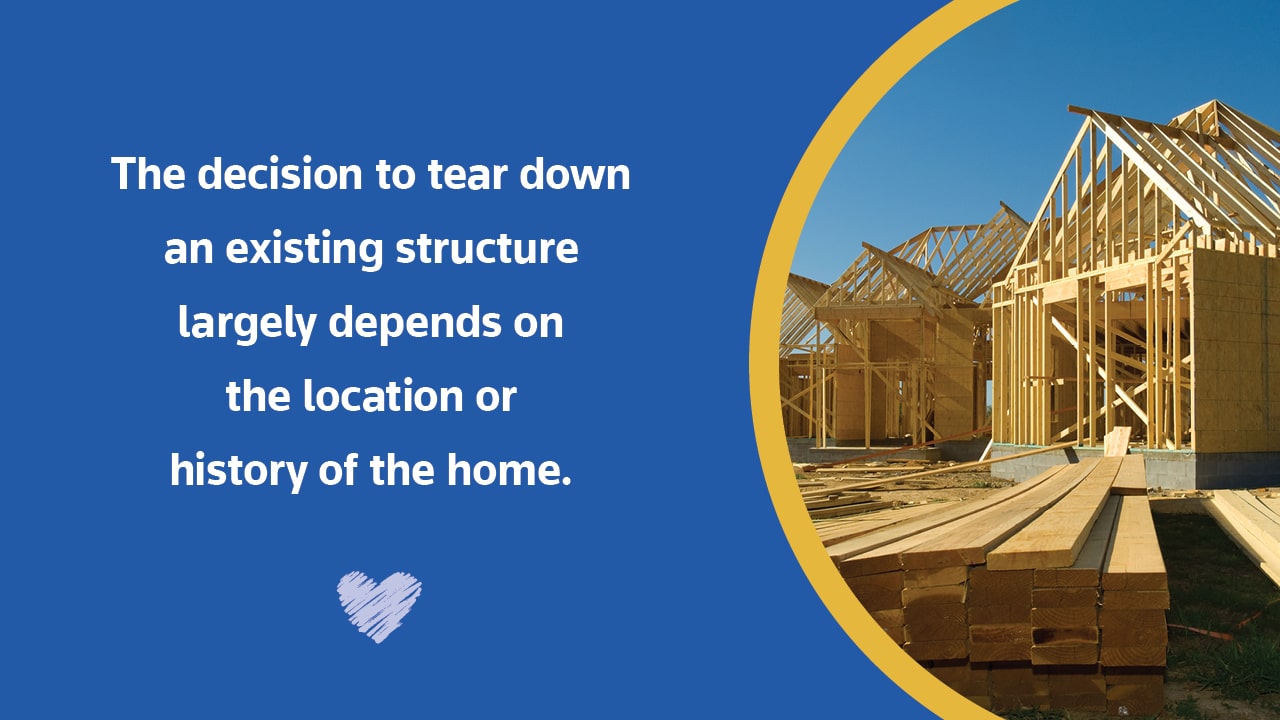 Heartland Builders has experience with tear downs and offers tear down services for the home building process.